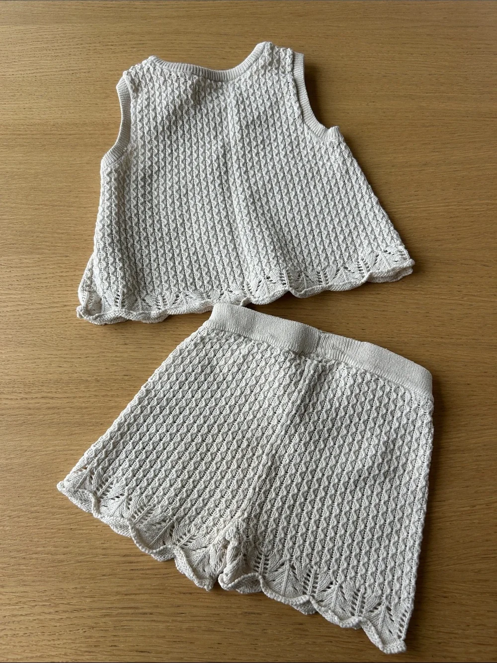 Carter's Cream Knit Shorts - Textured Scalloped Hem